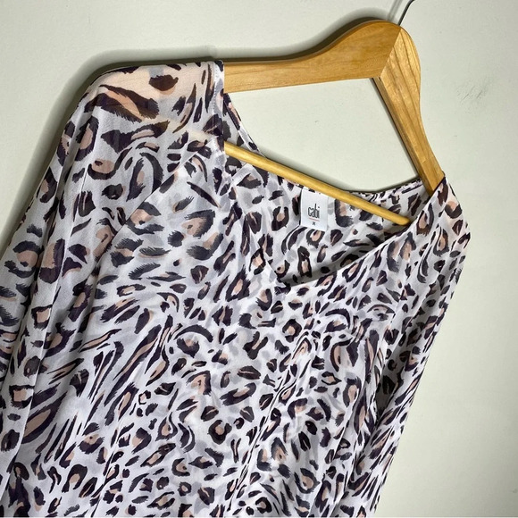 Cabi White Leopard Animal Print Chiffon Glamour Blouse Top Size Medium - Picture 4 of 12